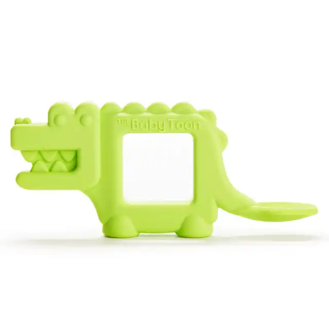 The Baby Toon™ Silicone Teething Spoon, Lime Alligator