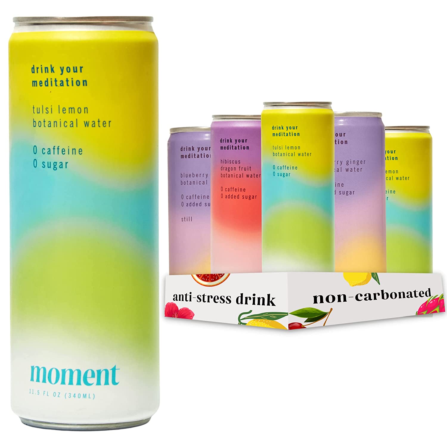 Moment Botanical Water STILL - Variety Pack Healthy & Natural with adaptogens and nootropics. L-Theanine and Ashwagandha for Zen & Stress Relief. No Caffeine or Added Sugar. Keto.