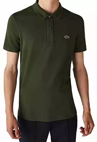 Lacoste Men's Classic Pique Slim Fit Short Sleeve Polo Shirt, Baobab Green, L