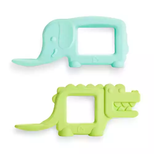 Munchkin The Baby Toon Silicone Teether Spoon, 2 Pack, Elephant/Alligator (As Seen On Shark Tank)
