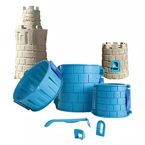 Create A Castle Sandcastle Kit - 6 Piece Premium Sand Castle Toys for Beach - Kids to Adults - Perfect Sand Toys and Sand Molds - Snow Toys Too - Mesh Backpack Included - Pro Building Kit
