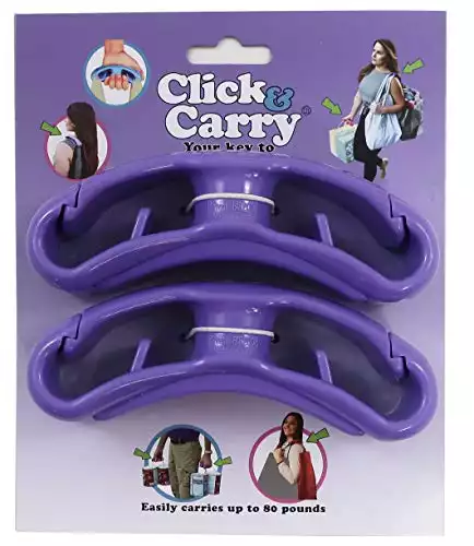 Click & Carry Grocery Bag Carrier with Soft Cushion Grip. Use as a Hands Free Grocery Bag Carrier, Plastic Bag Holder, Sports Gear Carrier & More. Click and Carry With Ease