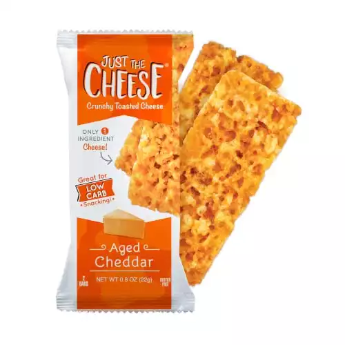Just the Cheese Bars, Low Carb Snack - Baked Keto Snack, High Protein, Gluten Free, Low Carb Cheese Crisps - Aged Cheddar, 0.8 Ounces (Pack of 12)