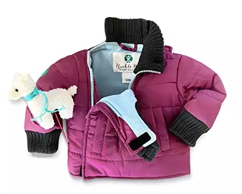 Buckle Me Baby Car Seat Coats | Safer Warm Winter Jackets Baby Toddler Girl Boy Collared(Purple, 18M)