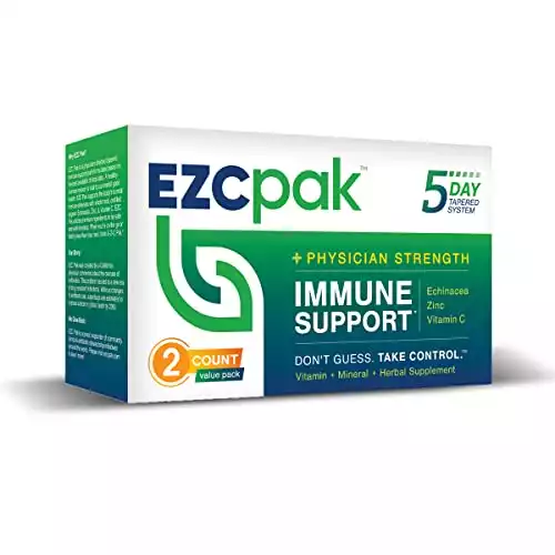 EZC Pak 5-Day Tapered Immune Support with Echinacea, Vitamin C and Zinc for Immune Support (Pack of 2)