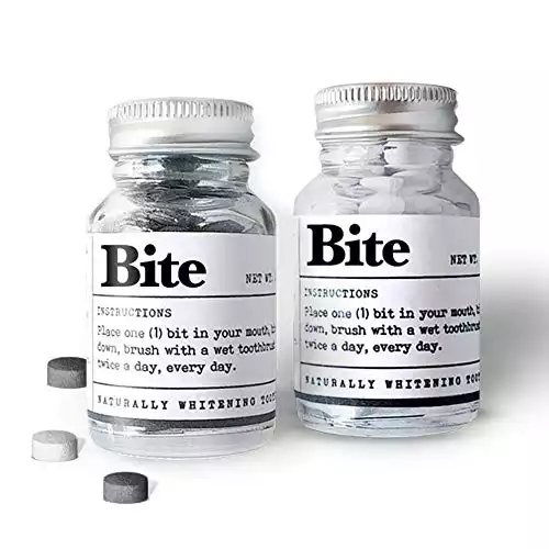 BITE Toothpaste Bits - THE DUO - Activated Charcoal w/Mint & Naturally Whitening Mint Tablets (2-Pack) - Eco-friendly + Vegan