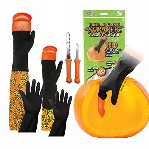 Halloween Moments | Adult and Kid Bundle Pumpkin Carving Kit with a Pumpkin Glove Scraper, Includes 2 Knives for Carving Jack-O-Lanterns