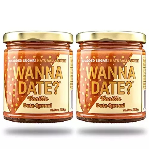 Wanna Date? Vanilla Date Spread, Vegan, Paleo Friendly, Gluten-Free, Dairy-Free, Non-GMO, No Added Sugar, Low Calorie, Kosher Certified, Healthy Sugar Substitute, Sugar Free Alternative (2 Jars)