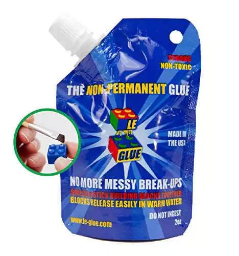 Le Glue Temporary Glue – Non-Permanent Adhesive for Plastic Building Blocks, No More Messy Break-Ups – Safe, Non-Toxic Formula – As Seen on Shark Tank, Created for Kids, by a Kid