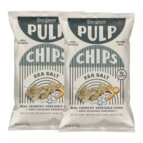 Pulp Pantry Grain Free Veggie Tortilla Chips – 2 Pack – Sea Salt Flavor – Corn Free, Potato Free, Grain Free, Gluten Free, Non GMO, High Fiber, Low Net Carbs, Vegan, Paleo Snack Food