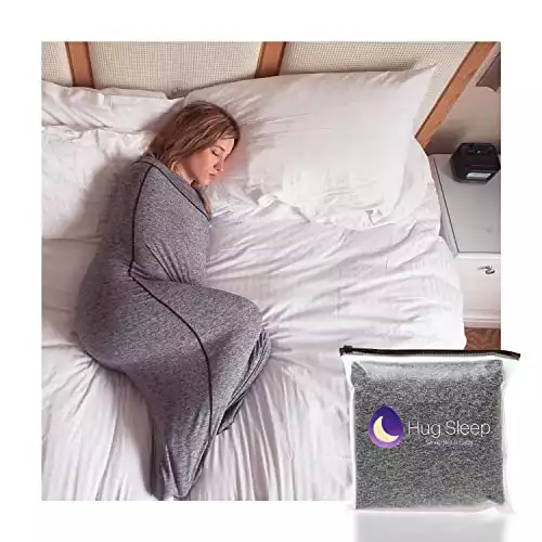 Hug Sleep, Sleep Pod The Original Cooling Machine Washable Wearable Blanket + Weighted Blanket Alternative As Seen on Shark Tank for Men, Women, and Teens, Grey, Small