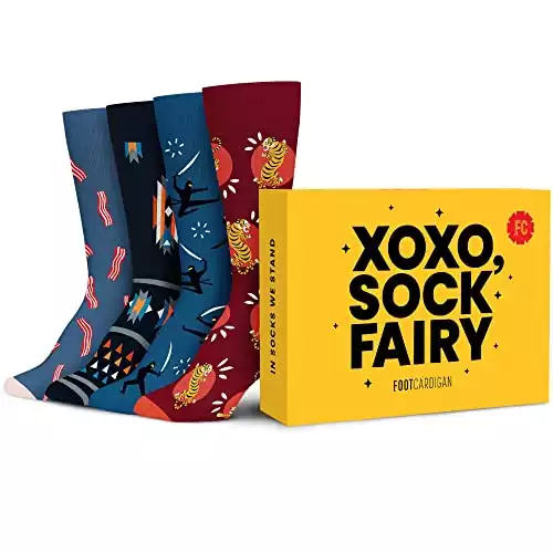 Fun Sock Subscription Box by Foot Cardigan - As Seen on Shark Tank - Sock of the Month Club Includes 1 Pair of Men's Socks a Month Makes a Great Gift