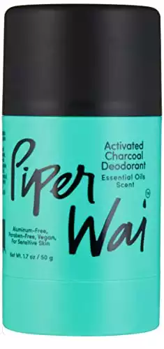PiperWai Natural Deodorant w/ Activated Charcoal | 24-Hour Sweat Protection, Vegan, Aluminum Free Deodorant for Women & Men | Travel Essential Shark Tank Product | 50g Scented Stick