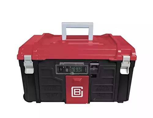 Coolbox: World’s Smartest Toolbox | Portable Battery, LED Light, BT Speakers | Rolling, Portable Tool Chest on Wheels | Water-Resistant Travel Utility Box | Gadget Carrier Case and Organizer (Red)