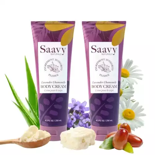 Saavy Naturals Lavender Chamomile Body Cream, 8.5 Ounces Body Cream For Women Pack of 2