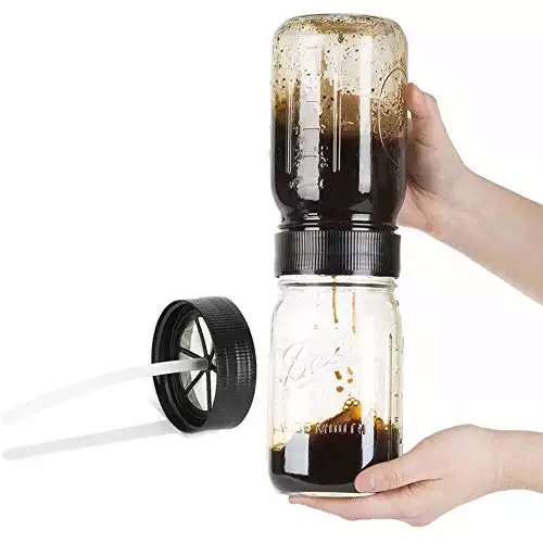BRUW Cold Brew Iced Coffee Maker for Wide Mouth Mason Jars – Without Coffee Brewing Mason Jar