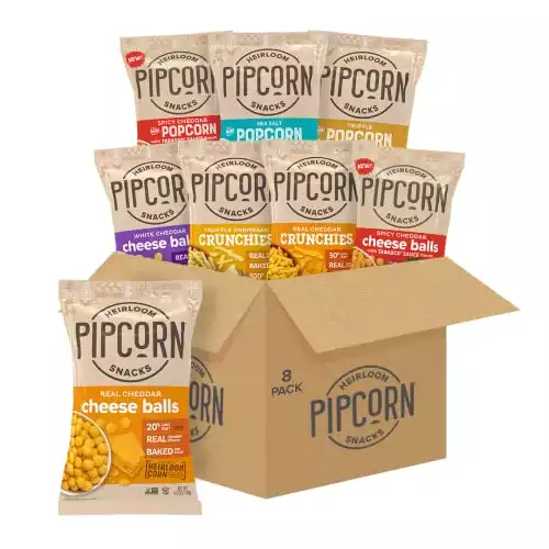 Shark Tank Sampler by Pipcorn - 8ct Variety Pack - Gluten Free, Non-GMO Heirloom Corn, Organic Cheese, Non-Artificial, Preservative Free Snacks