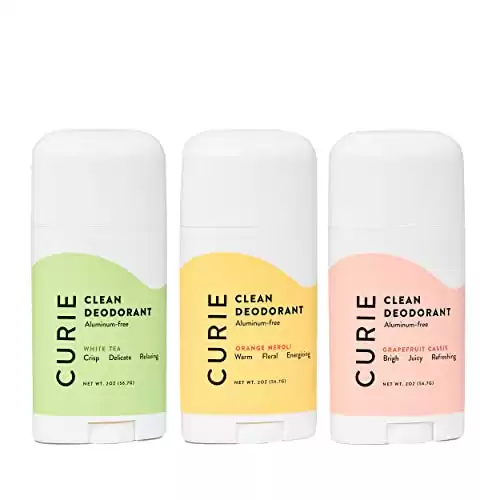 Curie All-Natural Deodorant Stick for Men and Women | Aluminum-Free, Paraben-Free, Cruelty-Free | Variety 3 Pack