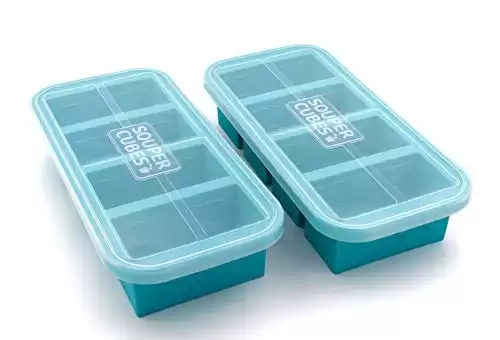Souper Cubes 1-Cup Extra-Large Silicone Freezing Tray with Lid – 2 Pack