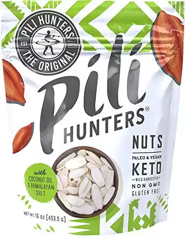 The Original Wild Sprouted Pili Nuts by Pili Hunters - Keto Snacks for Low Carb Energy with Coconut Oil and Himalayan Salt, Gluten Free & No Sugar Added Superfood AS SEEN ON SHARK TANK (16 oz Bag)