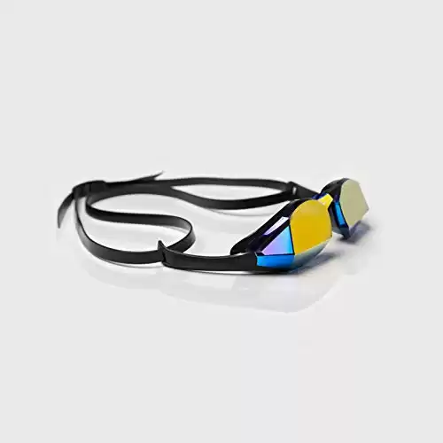 TheMagic5 | Custom fit Swim Goggles | Designed for Your Face | Prevent Leaking & Discomfort | Face Scan Required | Elite Competition Goggles for Tri & Everday Exercise (Blue Mirror Gold)