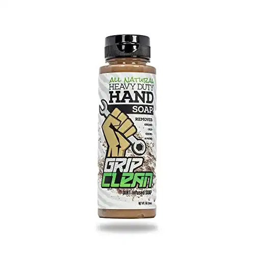 Grip Clean | Heavy Duty Hand Cleaner for Auto Mechanics & Industrial Work | Dirt-Infused Hand Soap Absorbs Grease/Oil, Stains, & More. All Natural, Moisturizing & Lime Scented (Squeeze Tub...