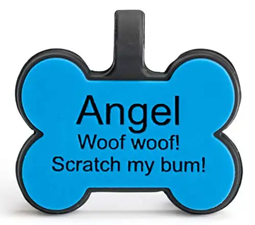 SiliDog – The Original Silicone Silent Pet Tag - As Seen On Shark Tank - No More Jingling Dog Tags – Durable - Never Fades - Customized Engraved Silicone ID - Bone - Blue