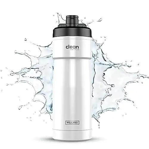The Clean Hydration Co Insulated Bike Water Bottle | Easy Clean Nozzle, Easy Squeeze | Cycling Running Fitness Water Bottle | Gym Sport Bottle | Sport 20 Oz | Gloss White