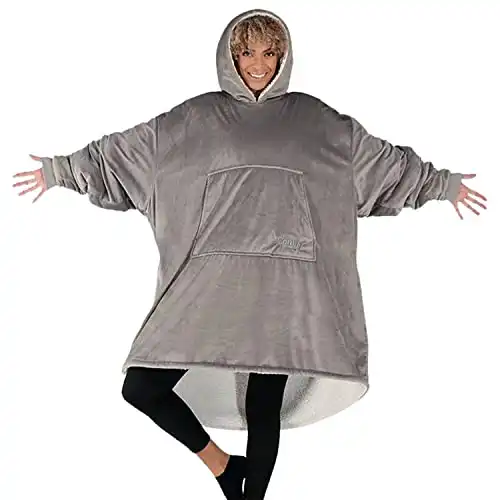 THE COMFY Original | Oversized Microfiber & Sherpa Wearable Blanket, Seen On Shark Tank, One Size Fits All (Gray)