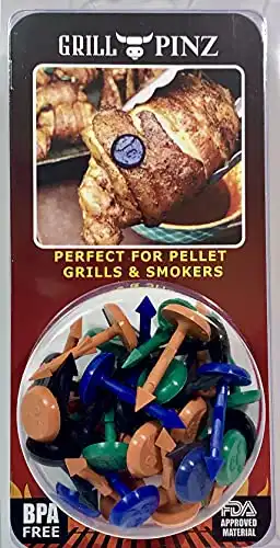 GRILL PINZ - Essential Grilling Accessory - Attach and Combine Food While Cooking (Better Than Grill Skewers) - Perfect for Attaching Bacon to Meat on The Grill (32 Pack)
