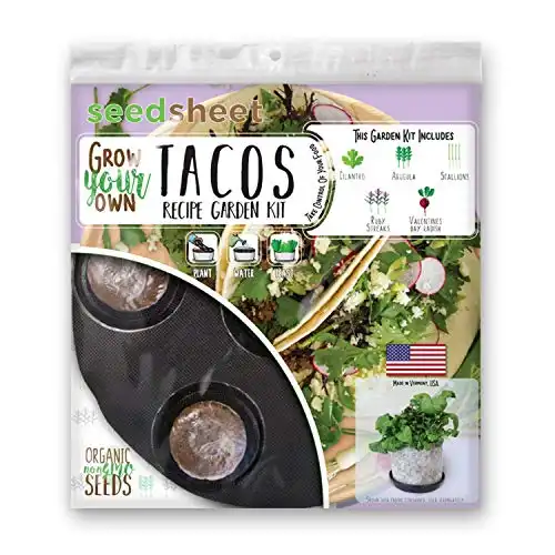 Home Garden Seeds – Seedsheet Grow Your Own Organic Gardening Pods – Eco Friendly Ingredients – Starter – Seedsheet Only (Taco)
