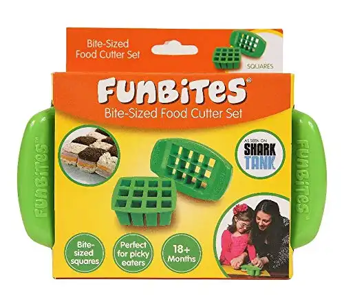 FunBites Food Cutter for Kids, Green Squares