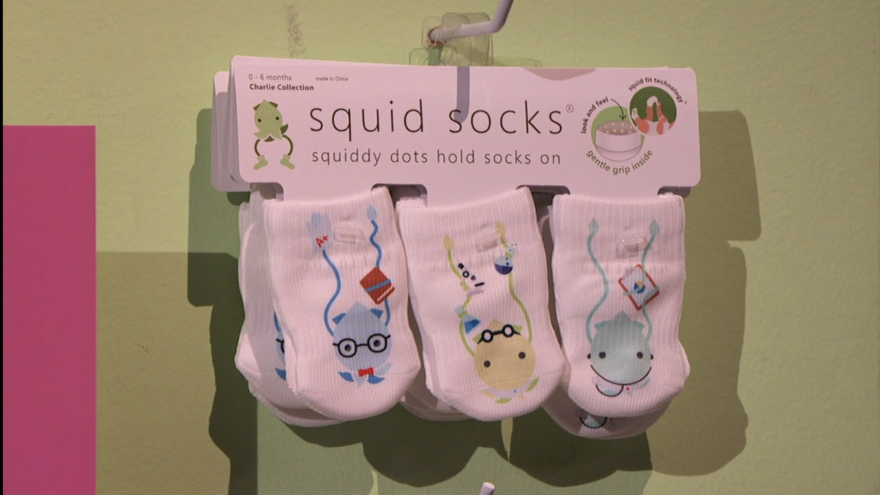 Squid Socks, Cami, girls socks that don't come off - patent